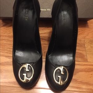 Black Gucci Heels with GG Logo Size 37.5
